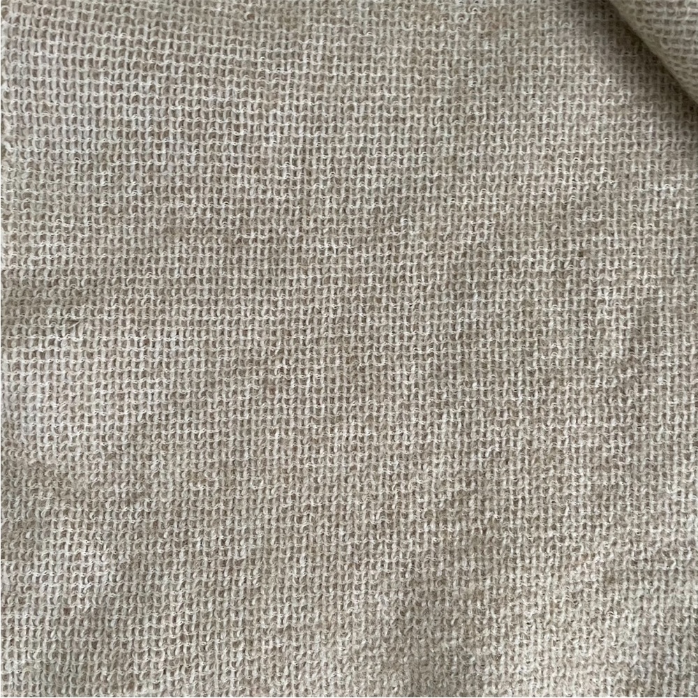 Handmade Handwoven Wool Striped Throw Blanket Tan Grey - Picture 9 of 11